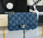 MEDIUM FLAP BAG 25 IN CLASSIC BLUE DENIM GOLD HARDWARE - Image 3