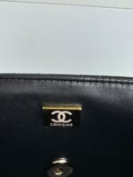 MINI FLAP BAG 20 IN BLACK GLOSSY CALFSKIN GOLD HARDWARE - Image 3
