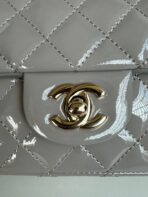 MINI FLAP BAG 20 IN LIGHT GRAY GLOSSY CALFSKIN GOLD HARDWARE - Image 6