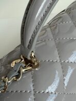 MINI FLAP BAG 20 IN LIGHT GRAY GLOSSY CALFSKIN GOLD HARDWARE - Image 7