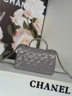 MINI FLAP BAG 20 IN LIGHT GRAY GLOSSY CALFSKIN GOLD HARDWARE - Image 10