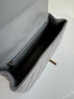 MINI FLAP BAG 20 IN LIGHT GRAY GLOSSY CALFSKIN GOLD HARDWARE - Image 9