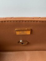 FLAP BAG 20 IN BRONZE BROWN LAMBSKIN WITH HANDLE - Image 10