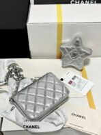 CC MINI 13 FLAP BAG IN SILVER METALLIC LAMBSKIN - Image 4