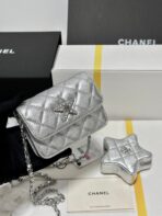CC MINI 13 FLAP BAG IN SILVER METALLIC LAMBSKIN - Image 3