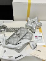 CC MINI 13 FLAP BAG IN SILVER METALLIC LAMBSKIN - Image 7