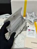 CC MINI 13 FLAP BAG IN SILVER METALLIC LAMBSKIN - Image 10