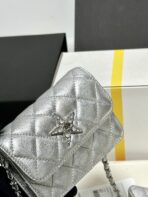 CC MINI 13 FLAP BAG IN SILVER METALLIC LAMBSKIN - Image 6