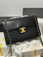 CC MAXI FLAP BAG 34 IN BLACK CALFSKIN - Image 4