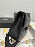 CC MAXI FLAP BAG 34 IN BLACK CALFSKIN - Image 10