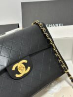 CC MAXI FLAP BAG 34 IN BLACK CALFSKIN - Image 8
