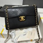 CC MAXI FLAP BAG 34 IN BLACK CALFSKIN - Image 2