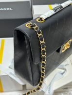 CC MAXI FLAP BAG 34 IN BLACK CALFSKIN - Image 7