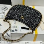 HOBO BAG 23 IN BLACK MIX WHITE TWEED GOLD HARDWARE - Image 2