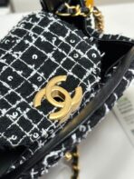 KELLY SHOPPING BAG 19 IN BLACK MIX WHITE TWEED GOLD HARDWARE - Image 10