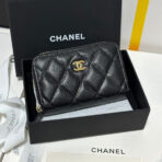 MINI WALLET 11 IN BLACK CAVIAR SKIN GOLD METALLIC - Image 2