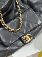 MAXI SHOPPING BAG 36 IN BLACK LAMBSKIN GOLD METALLIC - Image 4