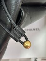 MAXI SHOPPING BAG 36 IN BLACK LAMBSKIN GOLD METALLIC - Image 7