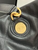 MAXI SHOPPING BAG 36 IN BLACK LAMBSKIN GOLD METALLIC - Image 8
