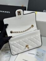 QUILTED FLAP BAG WITH BLACK TRIM 19 IN WHITE - Image 9