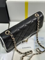 QUILTED FLAP BAG WITH WHITE TRIM 19 IN BLACK - Image 5