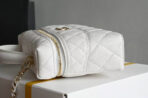 COSMETIC BAG 19 IN WHITE GRAINED CALFSKIN GOLD HARDWARE - Image 7