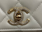 MINI FLAP BAG 19 IN WHITE CALFSKIN DIAMOND LOGO - Image 4