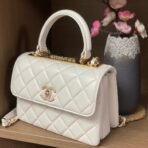 MINI FLAP BAG 19 IN WHITE CALFSKIN DIAMOND LOGO - Image 2