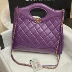 CC SMALL 30 SHOPPING BAG IN VIOLET PURPLE CALFSKIN - Image 2