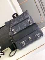 CC 25 FLAP BAG IN BLACK DENIM WITH STRAP - Image 4