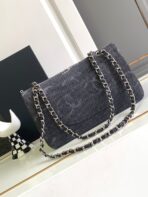 CC 25 FLAP BAG IN BLACK DENIM WITH STRAP - Image 5