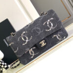 CC 25 FLAP BAG IN BLACK DENIM WITH STRAP - Image 2