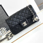 CC SMALL 20 FLAP BAG IN BLACK CALFSKIN
