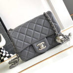 CC SMALL 17 FLAP BAG IN DARK GREY CALFSKIN - Image 2