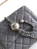 CC SMALL 17 FLAP BAG IN DARK GREY CALFSKIN - Image 6