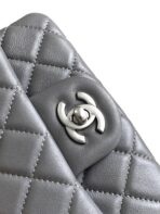 CC SMALL 17 FLAP BAG IN DARK GREY CALFSKIN - Image 7