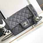 CC MINI 20 FLAP BAG IN DARK GREY CALFSKIN - Image 2