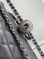 CC MINI 20 FLAP BAG IN DARK GREY CALFSKIN - Image 7
