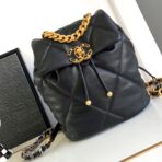 CC BACKPACK 26 IN BLACK CALFSKIN WITH GOLD HARDWARE - Image 2