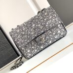CC MINI 20 FLAP BAG IN SILVER SATIN RHINSTONES EMBELLISHED - Image 2