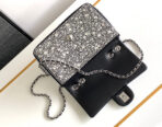 CC MINI 20 FLAP BAG IN SILVER SATIN RHINSTONES EMBELLISHED - Image 6
