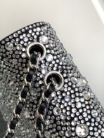 CC MINI 20 FLAP BAG IN SILVER SATIN RHINSTONES EMBELLISHED - Image 4