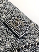 CC MINI 20 FLAP BAG IN SILVER SATIN RHINSTONES EMBELLISHED - Image 5