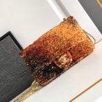 FLAP BAG 20 IN OMBRE ORANGE SEQUINS GOLD HARDWARE - Image 2