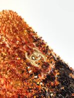 FLAP BAG 20 IN OMBRE ORANGE SEQUINS GOLD HARDWARE - Image 9