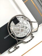 CC MINI 18 EARTH GLOBE ORB CHAIN BAG IN SILVER CALFSKIN - Image 3