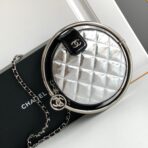 CC MINI 18 EARTH GLOBE ORB CHAIN BAG IN SILVER CALFSKIN - Image 2
