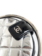 CC MINI 18 EARTH GLOBE ORB CHAIN BAG IN SILVER CALFSKIN - Image 4