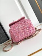 CC CLASSIC MINI 18 BACKPACK LIGHT PINK WOOL TWEED MIXED FIBERS GOLD TONE METAL - Image 8