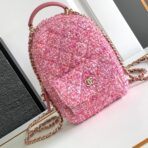 CC CLASSIC MINI 18 BACKPACK LIGHT PINK WOOL TWEED MIXED FIBERS GOLD TONE METAL - Image 2